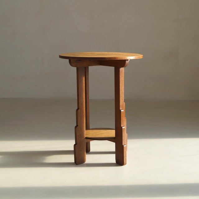Dutch Amsterdam School Art Deco Stepped Side Table with Ball Feet, 1920s For Sale - Image 10 of 16