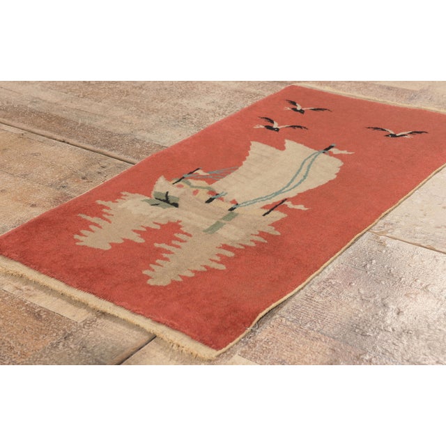 Terra Cotta Antique Chinese Art Deco Rug, 01'07 X 02'11 For Sale - Image 8 of 10