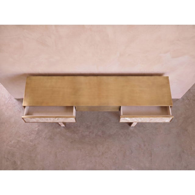 Arcana Mother of Pearl Inlay and Brass Console Table by House of Jaipur For Sale - Image 4 of 7