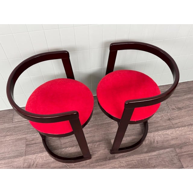 Vintage Italian Chairs in Curved Wood and Round Seat, 1970s, Set of 2 For Sale - Image 13 of 13
