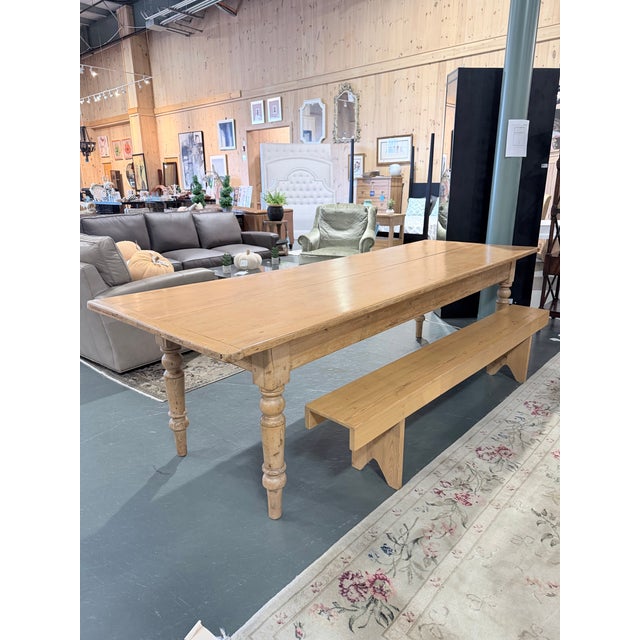 Farmhouse Early 20th Century Antique English Pine Farmhouse Dining Table With Two Drawers For Sale - Image 3 of 9