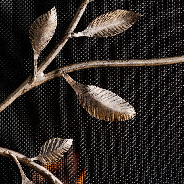 Brown Tobacco Swirling Jasmine Vines Fireplace Screen For Sale - Image 8 of 9