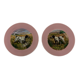 Antique Hunting Dog Decorative Plates, a Pair