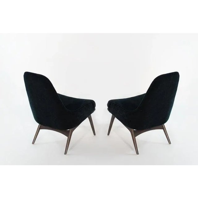 Mid 20th Century Set of Slipper Chairs by Adrian Pearsall in Navy Mohair, 1950s For Sale - Image 5 of 12