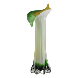 Green and Yellow Murano Glass Vase, 1970s For Sale