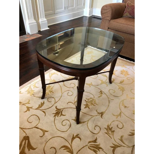 Modern Sherrill Solid Maple Coffee Table With Polished Edge Lay-On Glass Top For Sale - Image 3 of 7