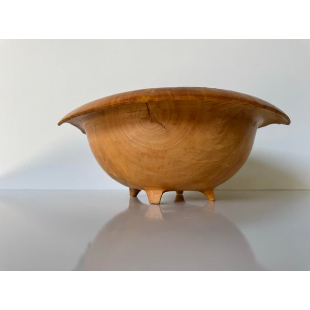 Box Elder Organic Hand-Turned Wood Footed Bowl With Natural Grain For Sale - Image 10 of 12
