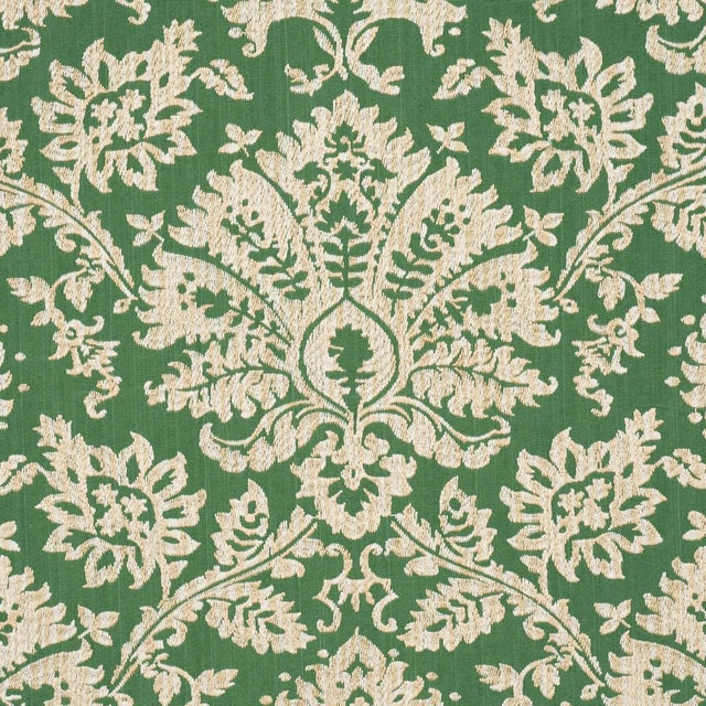 Traditional Schumacher Gianna Embroidery Fabric In Emerald For Sale - Image 3 of 5