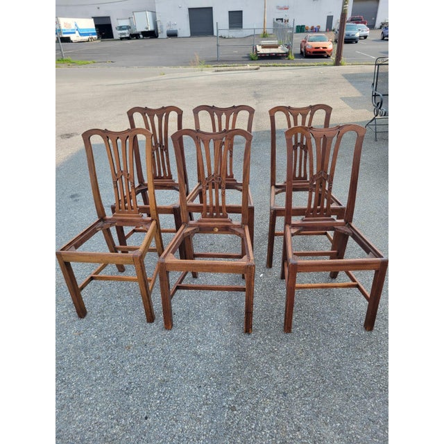 English 19th Century Solid Mahogany, 6 Dining Room Chairs. Chippindale Made in England For Sale - Image 3 of 14