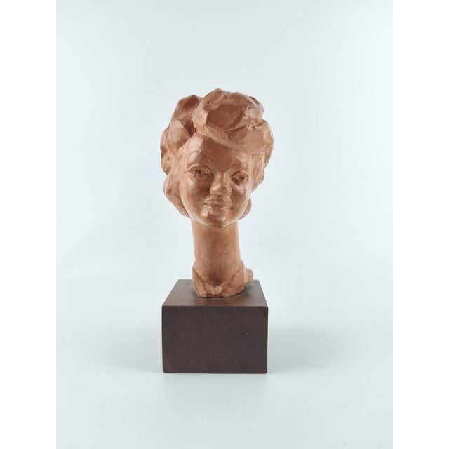 1950s Mid-Century Belgium Terracotta Bust by Paul Serste, 1950s For Sale - Image 5 of 8