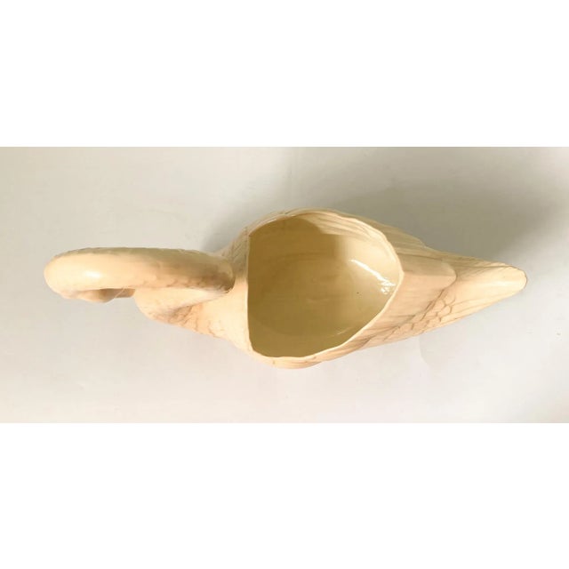 Hollywood Regency Large Vintage Peach Colored Ceramic Swan Planter For Sale - Image 3 of 12