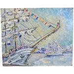 French Vintage Seascape Painting on Board For Sale - Image 10 of 10