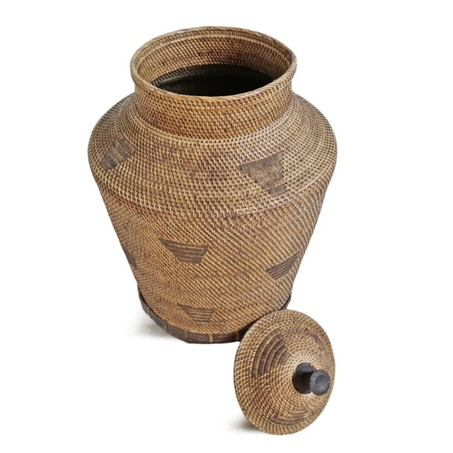 Vintage Tall Suma Tribal Boho Basket With Lid For Sale - Image 4 of 6
