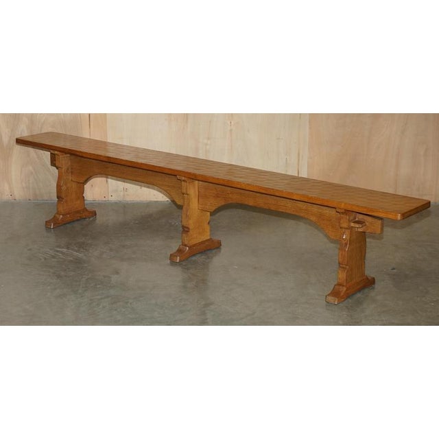 Set of Vintage Adzed Dining Room Benches by Robert Mouseman Thompson, 1960s For Sale - Image 4 of 18