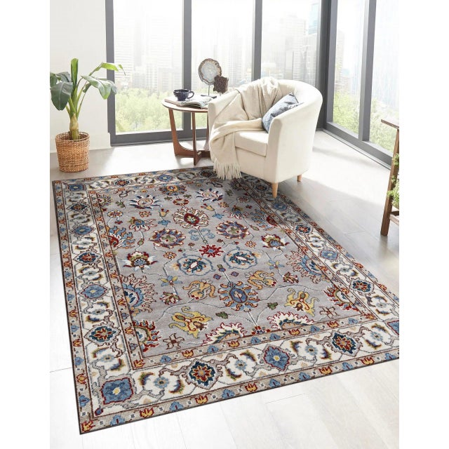 8x10 Gray Hand-Knotted Wool Floral Symmetry Classic Traditional Carpet Rug For Sale In New York - Image 6 of 6