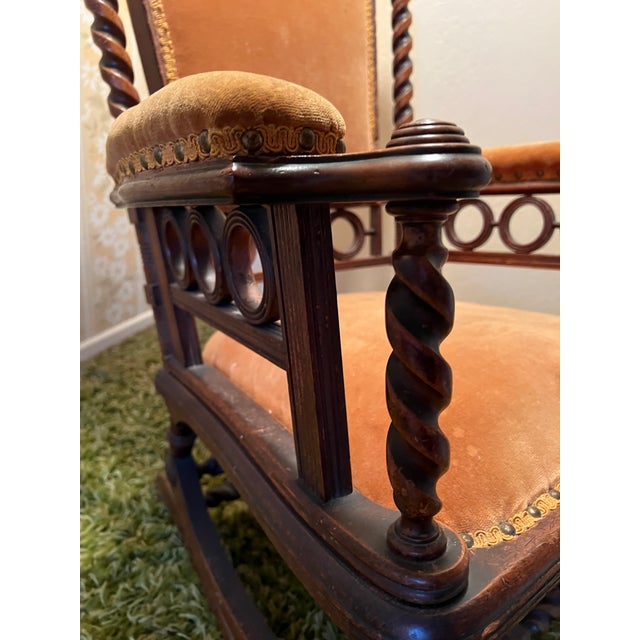 George Hunzinger Carved Walnut Platform Rocking Chair, 1880 | Chairish