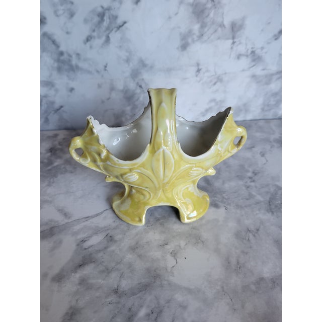 Vintage Victorian Hand Painted Porcelain Floral Twin Handled Vase For Sale - Image 12 of 13