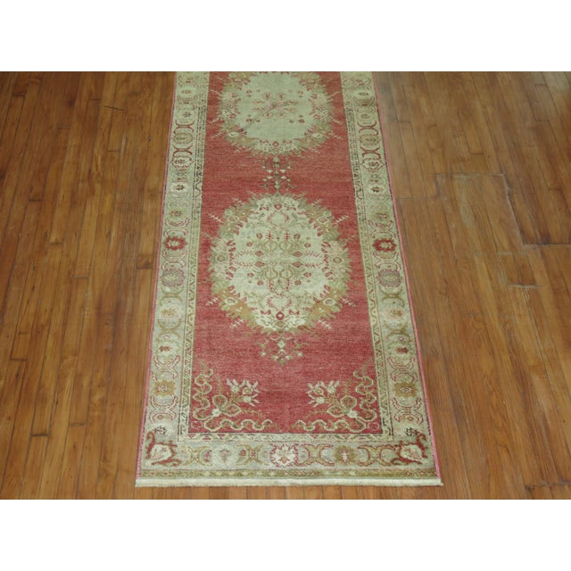 Early 20th Century Traditional Turkish Runner, 3' X 12'8'' For Sale - Image 5 of 6