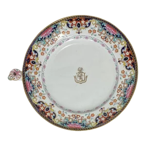 1800’s Antique Warming Bowl With Crest, Porcelain