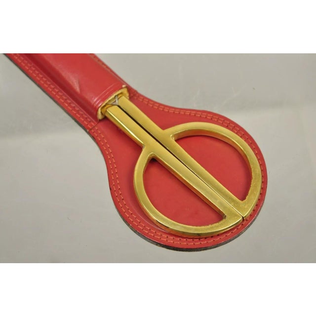 Vintage Italian Hollywood Regency Solingen Red Leather Desk Set Brass ...
