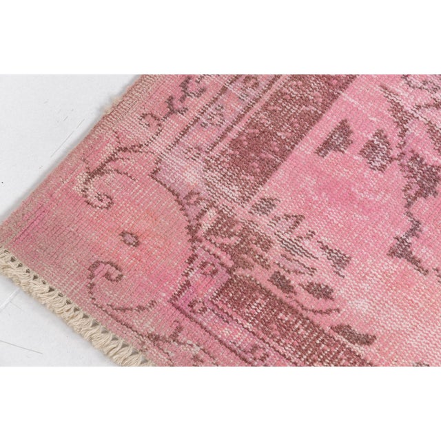 Pink Anatolian Pink Wool Vintage Rug For Sale - Image 8 of 8