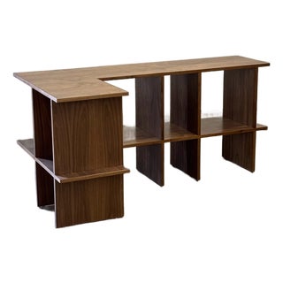 Custom Made Corner Sofa Bookcase in Walnut For Sale