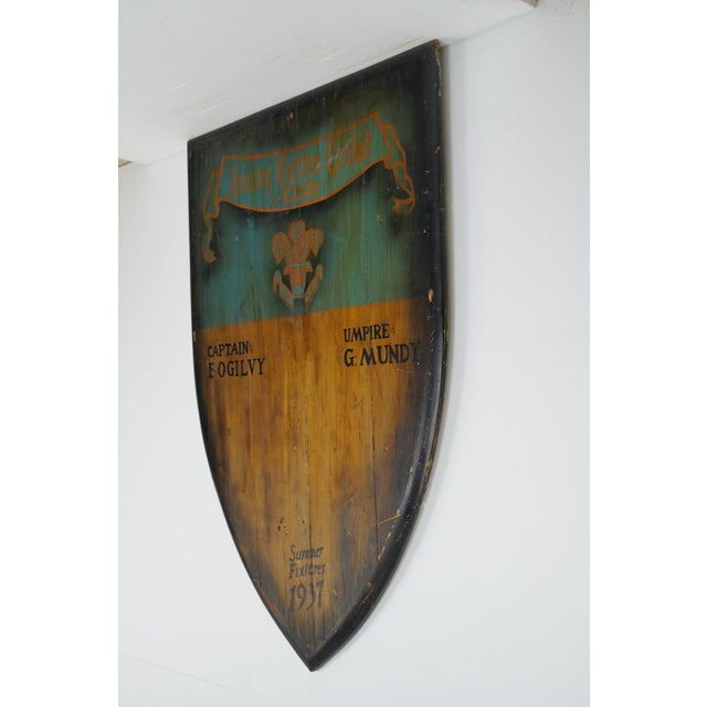 Traditional 1937 Junior Carlton Cricket Club Wooden Shield For Sale - Image 3 of 10