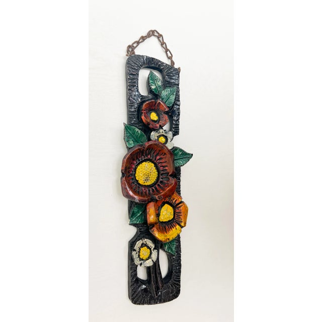 Expressive Fat Lava Relief Wall Plaque Flowers attributed to Ruscha 1960s. Decorative Mid-Century item! In good condition,...