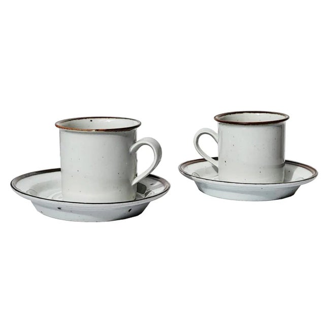 Mid-Century Modern Vintage Dansk Brown "Generation Mist" Stoneware Coffee Cups and Saucers Set- 4 Pieces For Sale - Image 3 of 9