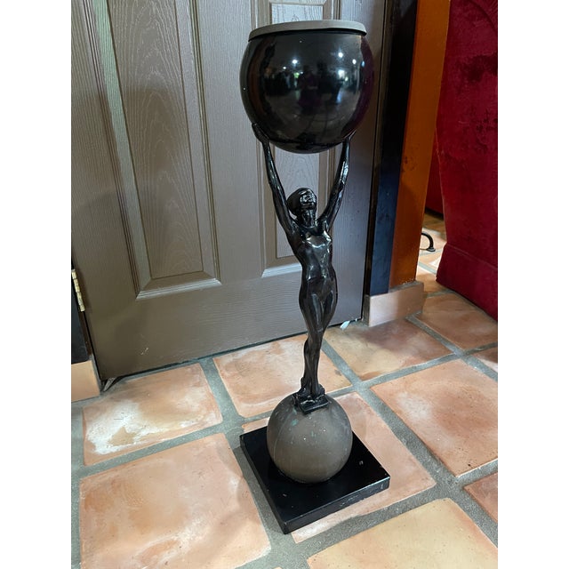 Beautiful art deco ash tray from the 80s Its about 2 feet high. Used condition bottom sphere is faded gold color. Made out...