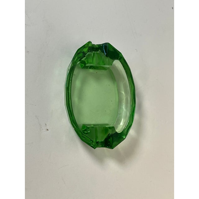 Vintage Bohemian Green Crystal Small Ashtray For Sale - Image 4 of 4