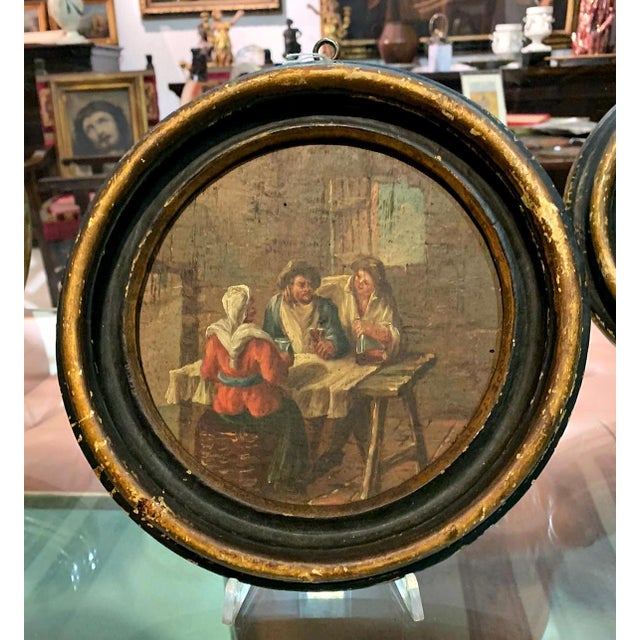 After Paolo Monaldi, Small Round Popular Scenes, Paintings, Set of 2 For Sale - Image 6 of 6