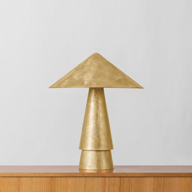 Gold Hudson Valley Lighting Foxton 18 in. 1 Light Table Lamp in Vintage Gold Leaf Finish For Sale - Image 8 of 11