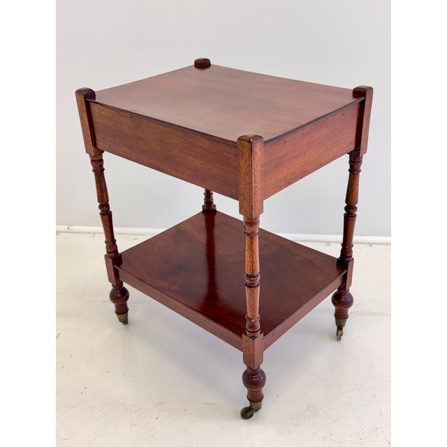 English English Mahogany Two-Tier Georgian Style Side Table on Casters, Circa 1930s For Sale - Image 3 of 15