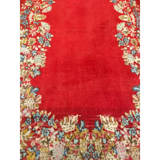 Vintage Persian Kerman Runner Rug, Hand-Knotted Wool, Floral Design, Red & Yellow, 3x13 For Sale - Image 11 of 15