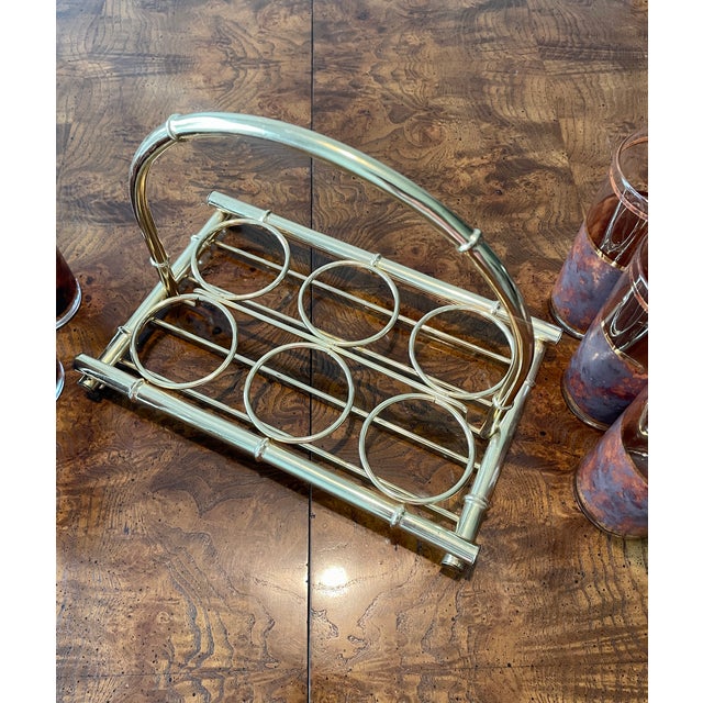 Brass Tortoise High Ball Glasses & Brass Caddy For Sale - Image 8 of 10