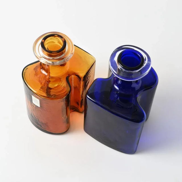 Mid-Century Modern Glass Bottles by Hjordis Olsson and Charlotte Rude for Holmegaard, 1970s, Set of 2 For Sale - Image 3 of 11