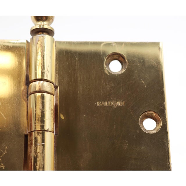 Traditional Pair of Baldwin 5 X 5 In. Polished Brass Butt Door Hinges For Sale - Image 3 of 5
