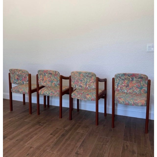 Brown Vintage Mid-Century Modern Teak Dining Chairs - Set of 4 For Sale - Image 8 of 10