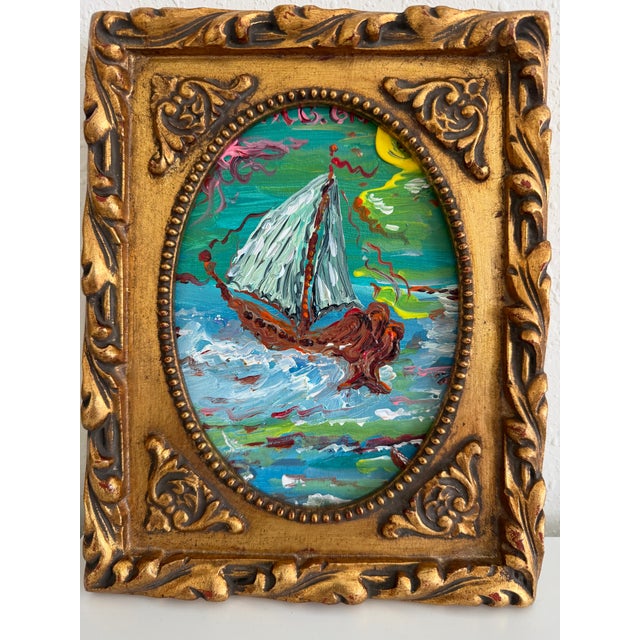 Set of 3 Small Serg Graff Nautical Paintings Framed Sailing Ship Seascapes Art For Sale In Jacksonville, FL - Image 6 of 10