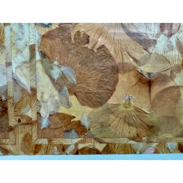 Vintage 1980 Pressed Flower Petal Collage Signed H. White Framed Marquetry Style For Sale - Image 4 of 8