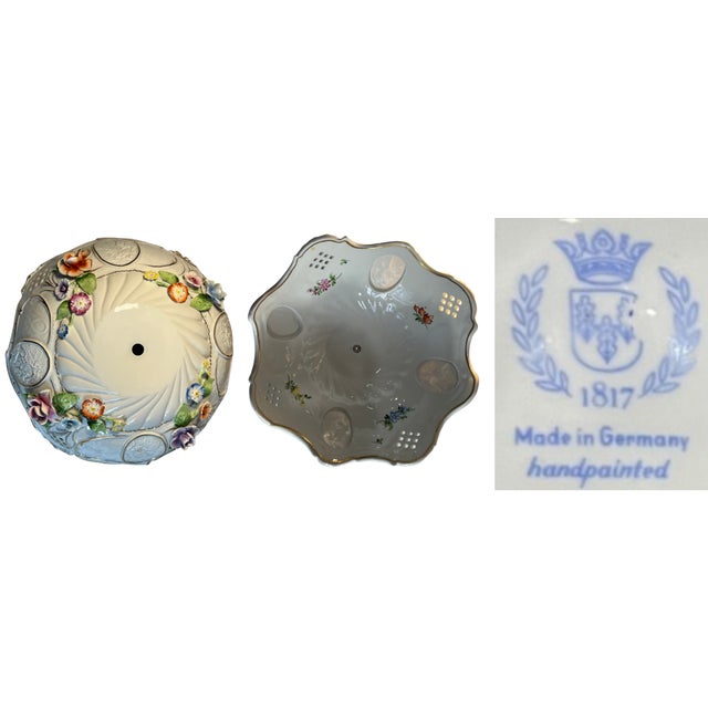 Von Schierholz Porcelain Ring Around the Rosie Children Table Lamp Floral Lithophane Shade For Sale - Image 18 of 18