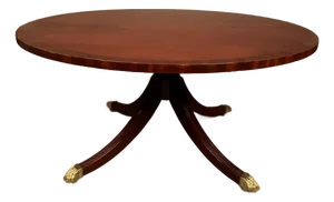 1990s Councill Craftsmen Mahogany Pedestal Base Coffee Table With Satinwood & Ebony Inlay
