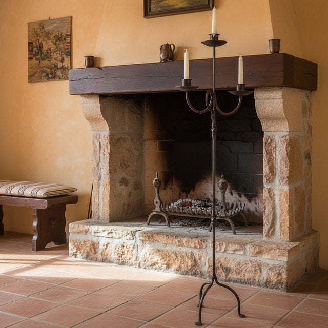 Balanced Beauty: The Compact Iron Candelabra ️ Find the perfect fit for your decor with this Hand-Forged Wrought Iron...