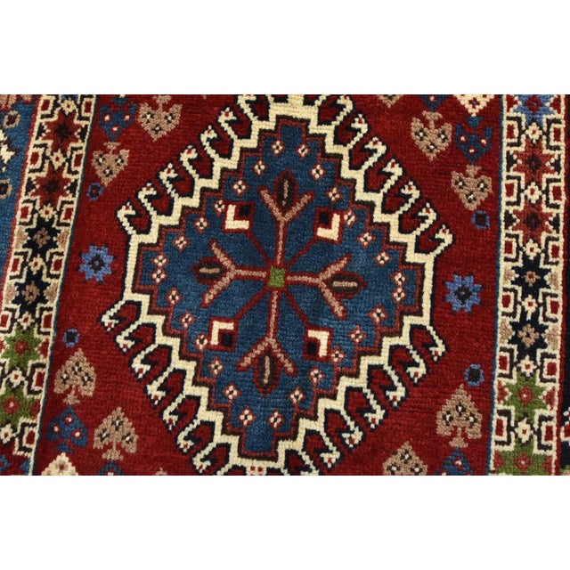 Yalameh Rug 4'11'' X 6'7'' Multicolor Wool Vintage Tribal Hand-Knotted Carpet For Sale - Image 4 of 14