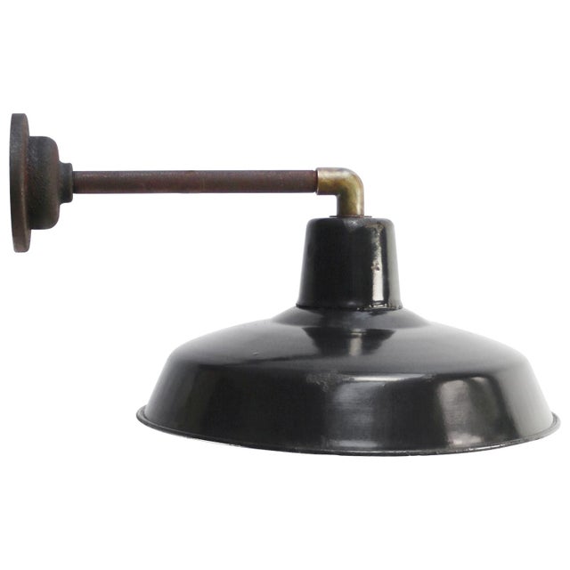 Metal Vintage Industrial French Wall Light in Black Enamel and Cast Iron For Sale - Image 7 of 7
