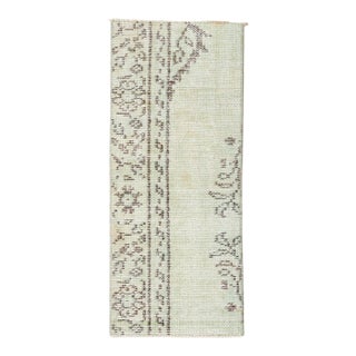 Light Green Vintage Rug Fragment - 1`2″ X 2`9″ For Sale