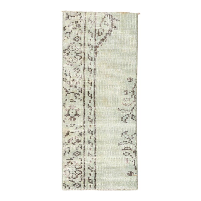 Light Green Vintage Rug Fragment - 1`2″ X 2`9″ For Sale