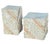 Pair of vintage postmodern cube-shaped end tables or pedestals featuring a tessellated design made from Mactan stone and...
