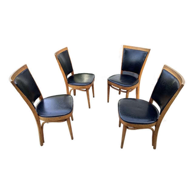 Vintage Set of 4 Thonet Style Bentwood Dining Chairs -MCM Needs Restoration For Sale